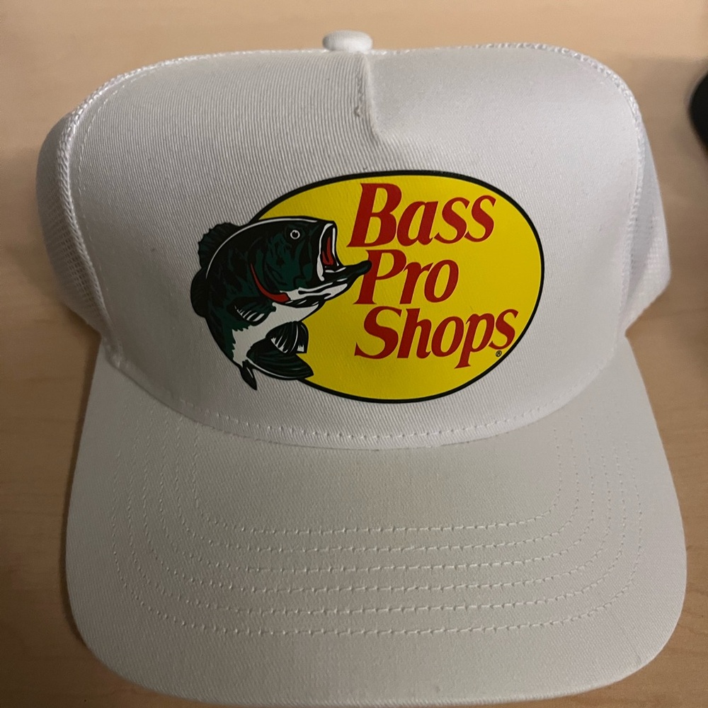 Bass Pro Shop Baseball Trucker Mesh Snapback Hat white classic cap logo - Picture 3 of 4